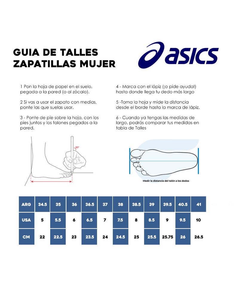 Asics gel 2025 chart mujer