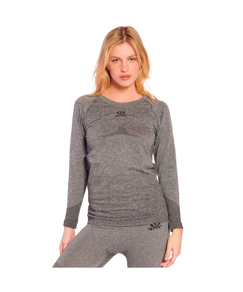 Remera-Termica-Rip-Curl-Seamless-Primera-Piel-Mujer-Gris-Melange-07323-L5