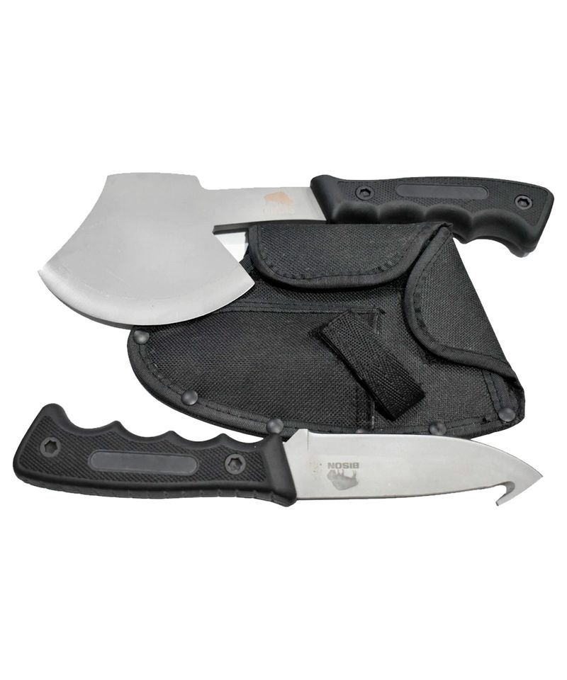 Set-de-Caza-Bison-2-Piezas-Cuchillo-y-Hacha-Camping-Outdoor-Negro-2760