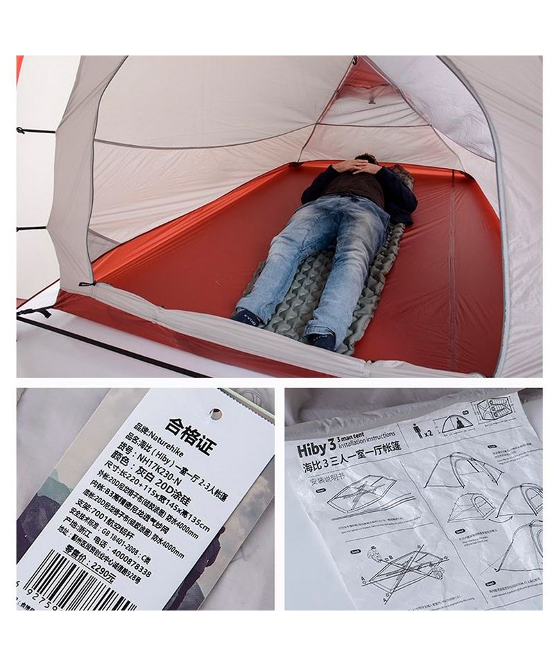 Carpa-Naturehike-Hiby-Ultraliviana-3-Personas-3-Estaciones-Camping-Gris-Rojo-6