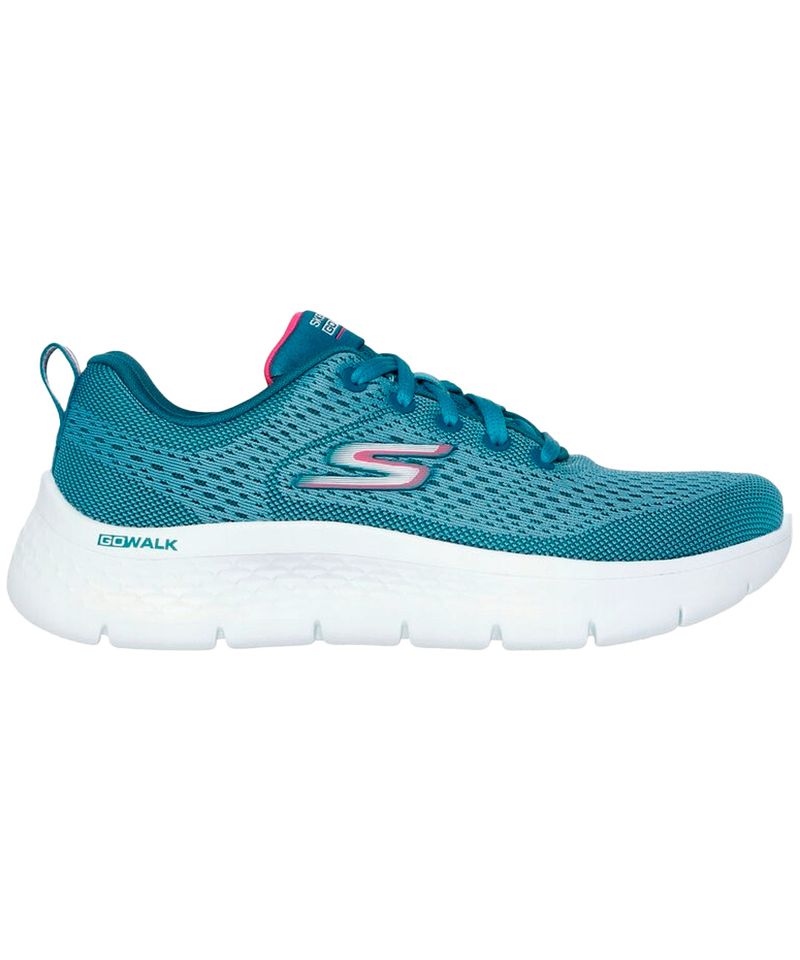 Zapatillas-Skechers-Go-Walk-Flex-Kali-Training-Mujer-Teal-Textile-Hot-Pink-Trim-124830-TLHP