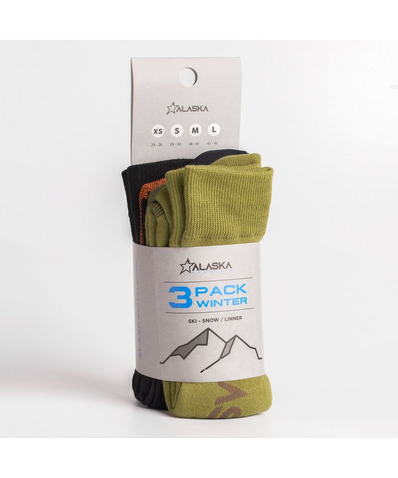 Medias-Tripack-Alaska-Winter-Ski-Snowboard-41-45-Green-AH3351-170