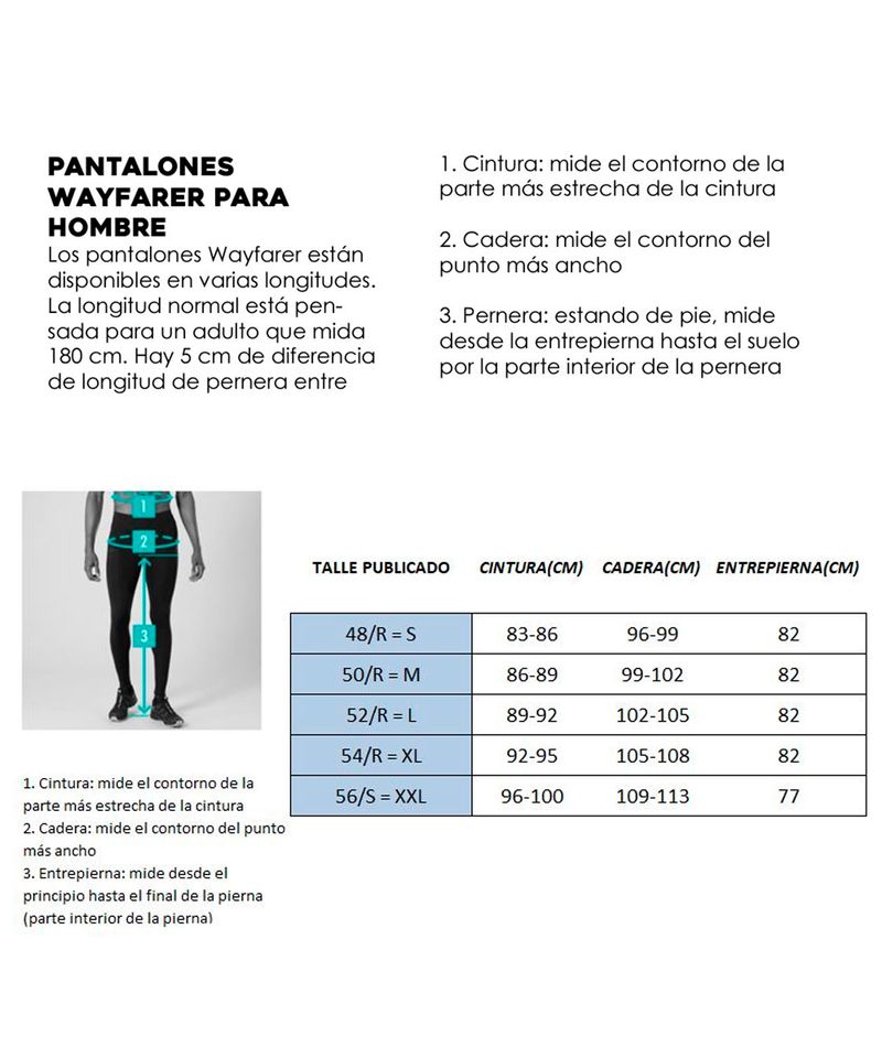 tabla-de-talles-salomon-PANTALONES-WAYFARER-PARA-HOMBRE