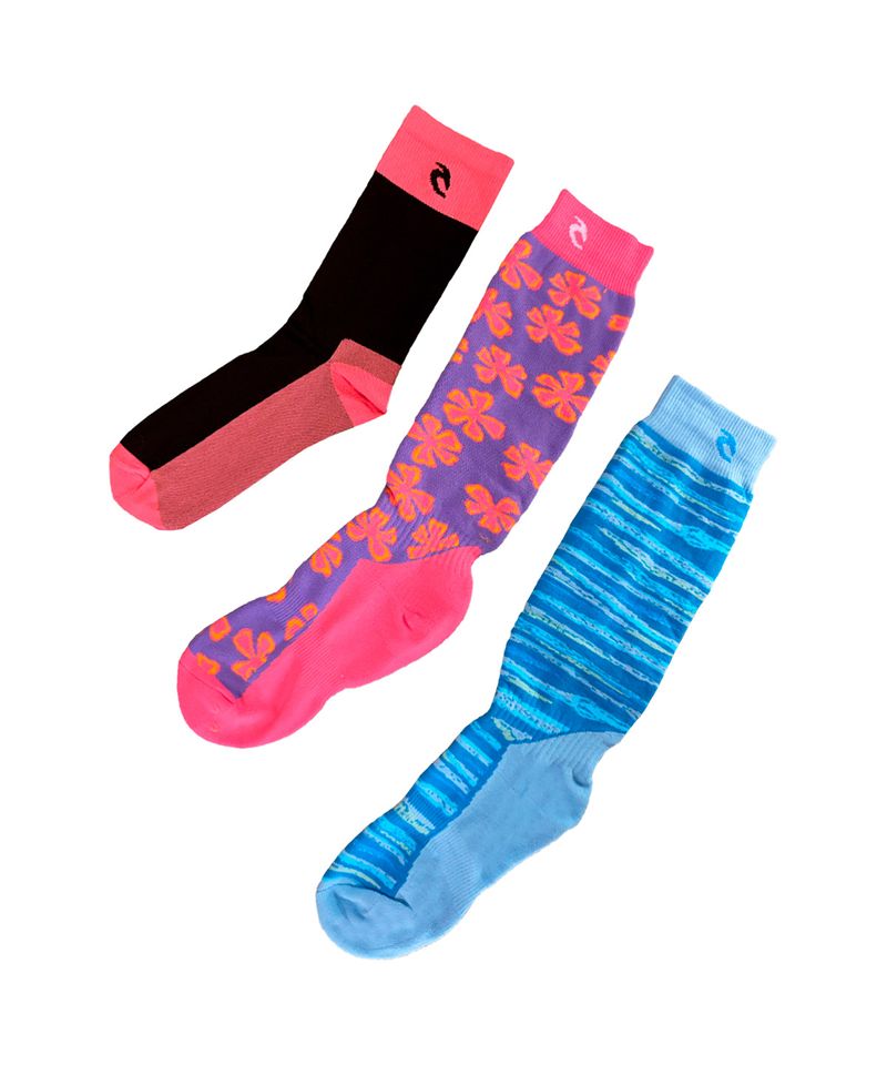 Medias-Rip-Curl-Long-Mountain-x3-Ski-Snowboard-Unisex-Negro-Rosa-Celeste-07132-01