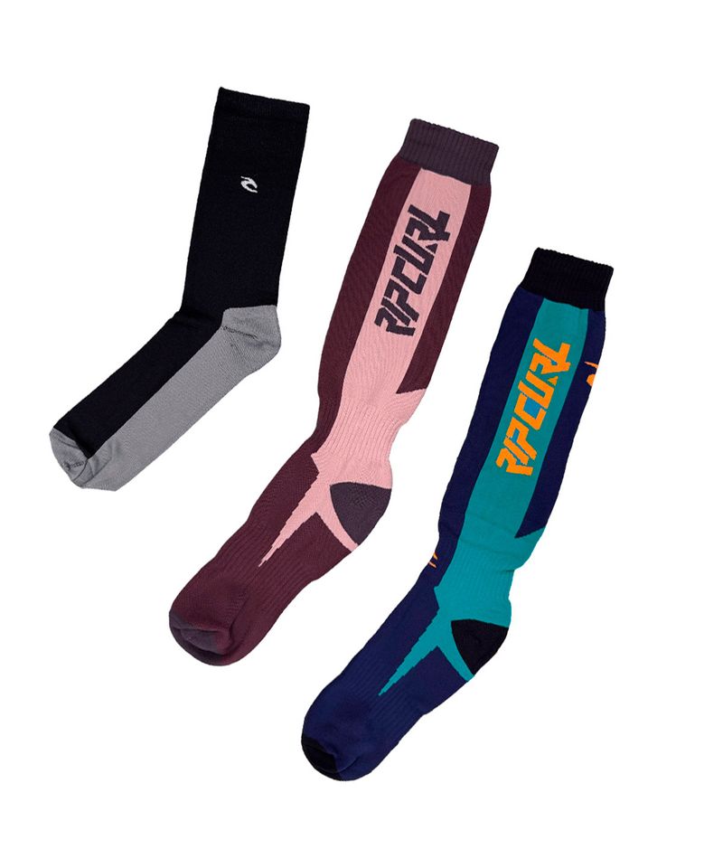 Tripack-Medias-Rip-Curl-Long-MTW-Ski-Snowboard-Unisex-Marron-Verde-07104-01