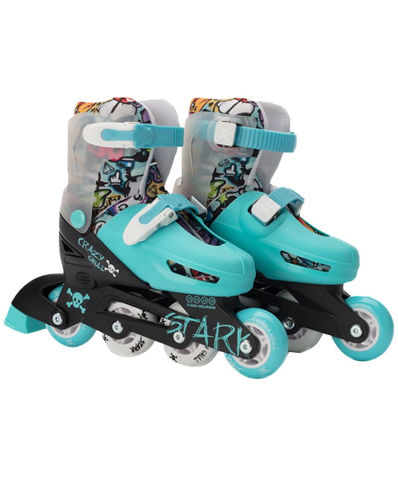 Patines-Rollers-Stark-Crazy-Skull-Extensibles-Ninos-Ninas-Turquesa-5813