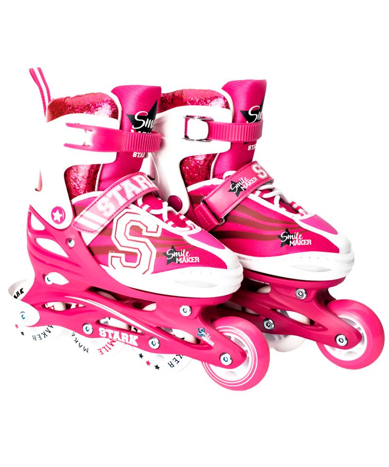 Patines-Rollers-Stark-Smile-Maker-Extensibles-Ninas-Ninos-Rosa-Blanco-5816