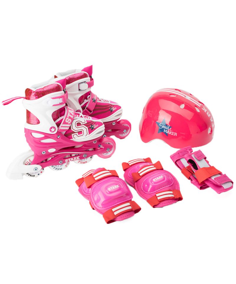 Patines-Rollers-Stark-Smile-Maker-Extensibles-Ninas-Ninos-Rosa-Blanco-5816-1