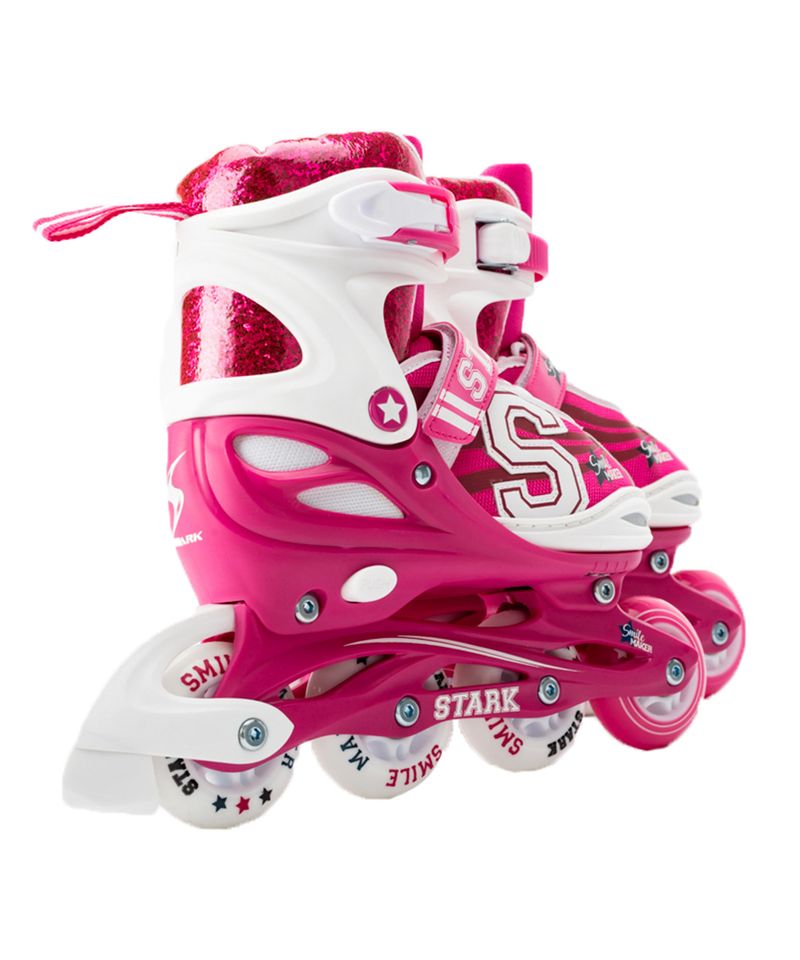 Patines-Rollers-Stark-Smile-Maker-Extensibles-Ninas-Ninos-Rosa-Blanco-5816-3
