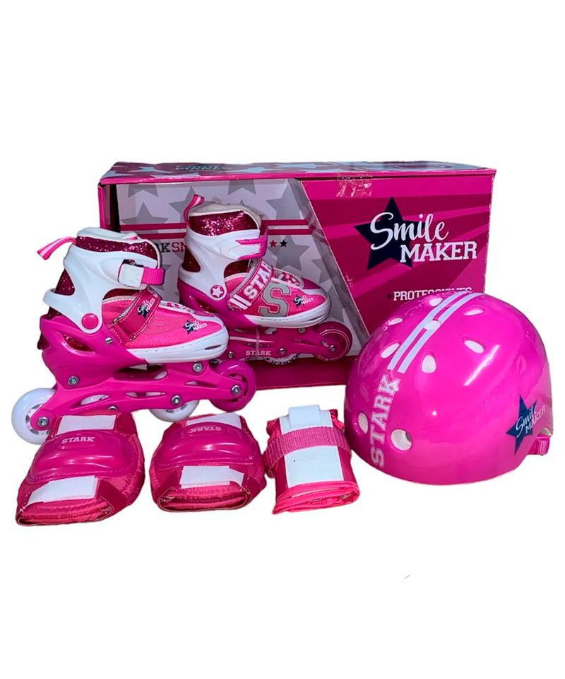 Patines-Rollers-Stark-Smile-Maker-Extensibles-Ninas-Ninos-Rosa-Blanco-5816-4
